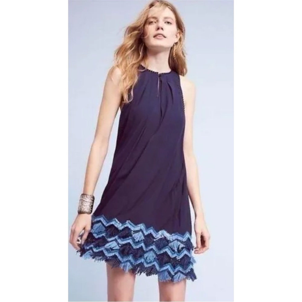 Anthropologie Maeve Festivity Fringe Swing Dress Size 2